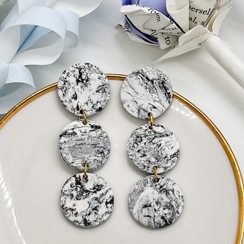 Black & White Marble Design, Super Lightweight Earrings